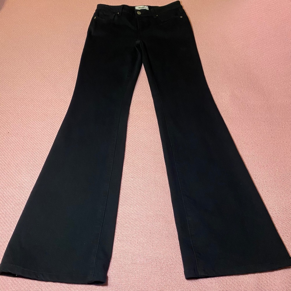 Paige Skyline Boot Black Bootcut Jeans Womens Size 28 Stretch Denim Pants - Picture 2 of 9